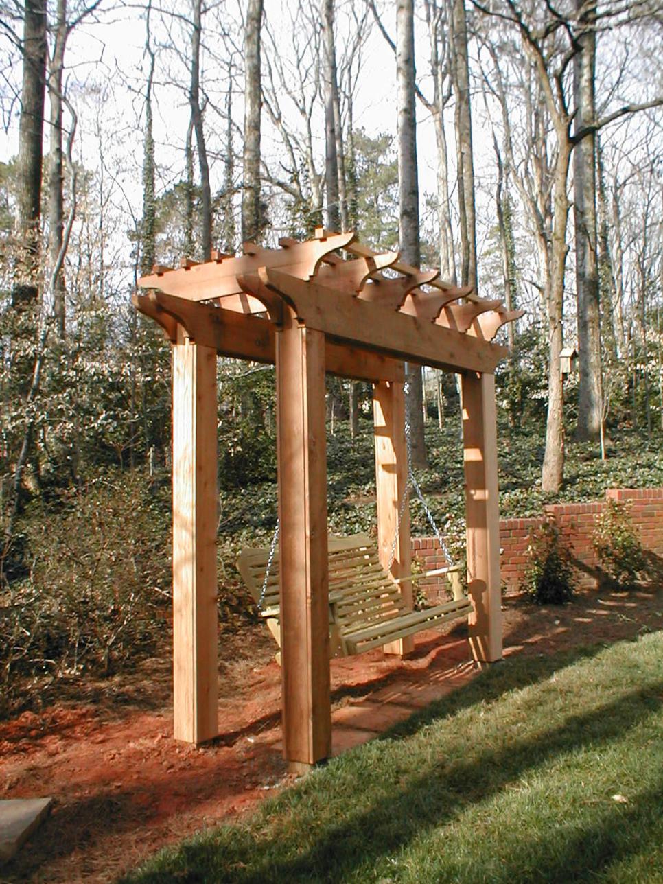 Wood Swing with Pergola | HGTV